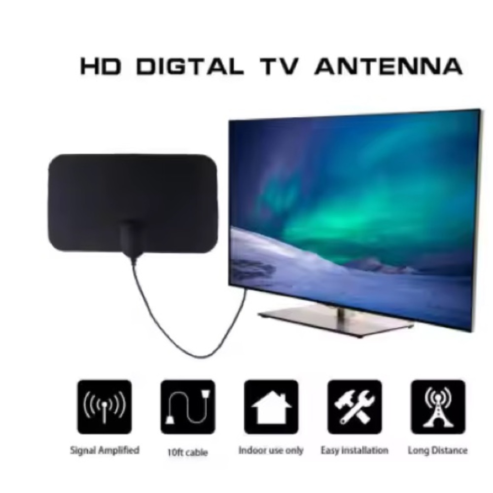 8K 4K 1080P Digital DVB-T2 TV Antenna Booster, 3000 Miles, Smart TVs RVs Cars